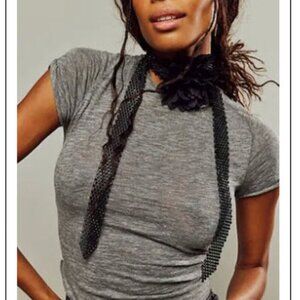 NWT Free People Royce Flower Choker with Crystal Rhinestones Black Center Flower